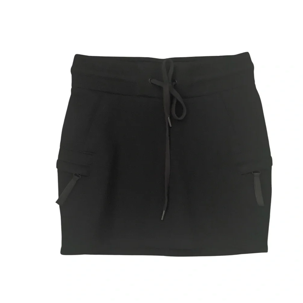Helmut Lang Modal Black Mini Skirt Drawstring Waist Cargo Pockets Size XS